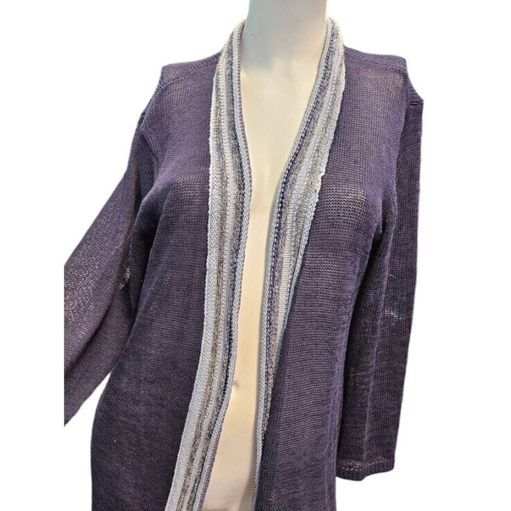 Coldwater Creek Blue Long Open Cardigan Size Large Womens Knit - Picture 3 of 10
